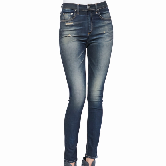 Rag and bone skinny dark indigo wash in SHEFFIELD mid rise - Picture 1 of 15